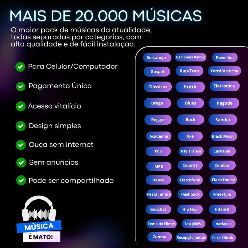 Prévia do pack com mais de 20 mil músicas